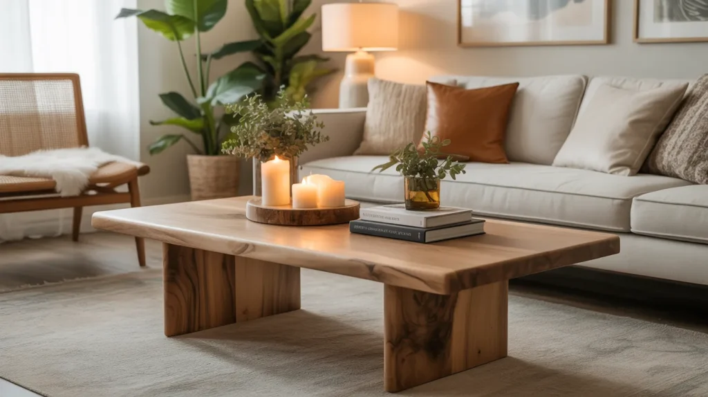 wooden coffee table boho