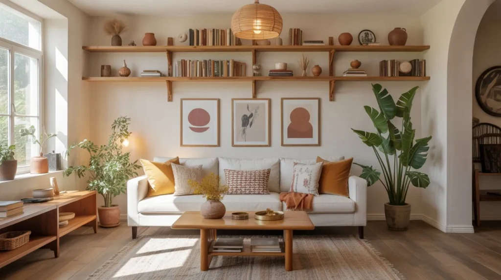 boho open shelving