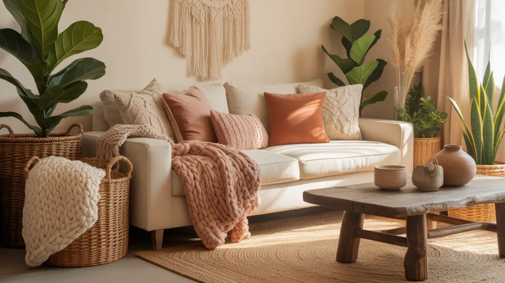 woven baskets living room