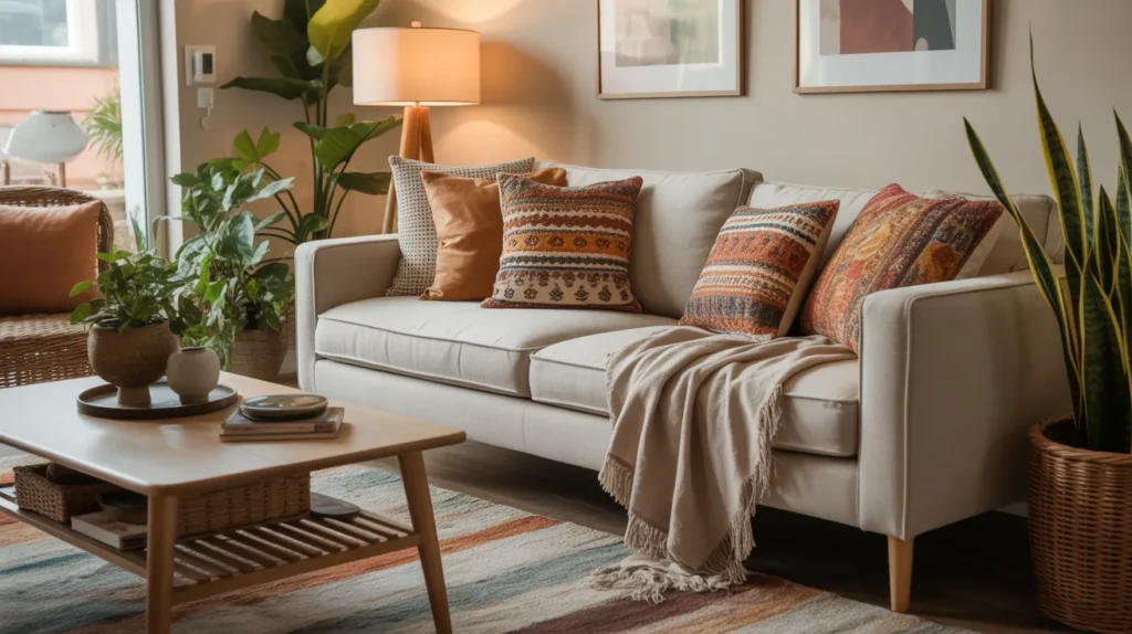 colorful boho pillows