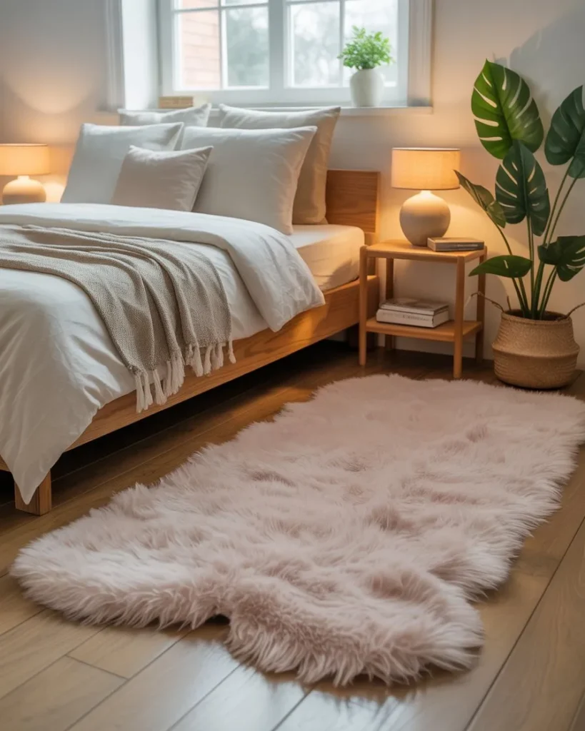 bedroom rug placement