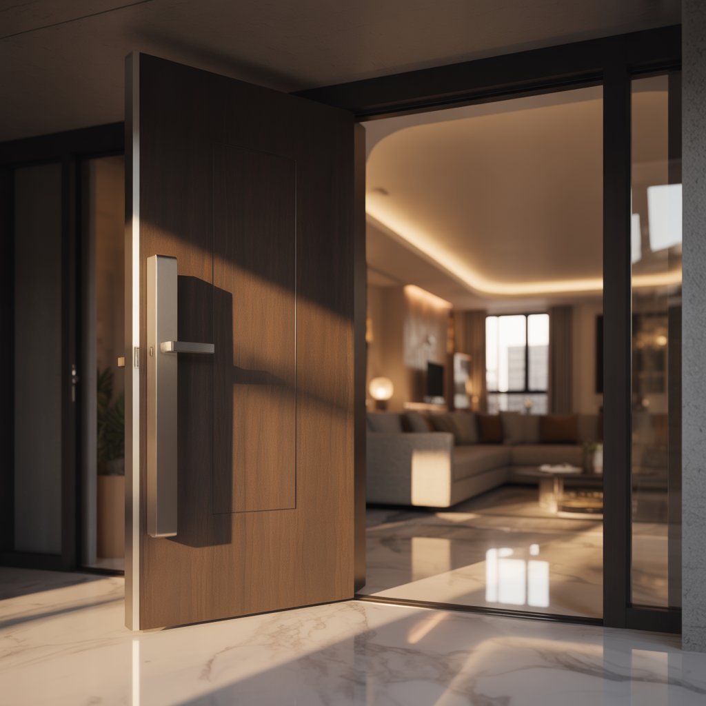 wood slat hidden door wall