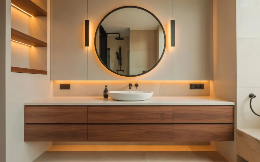 round mirror bathroom upgrade budget remodel