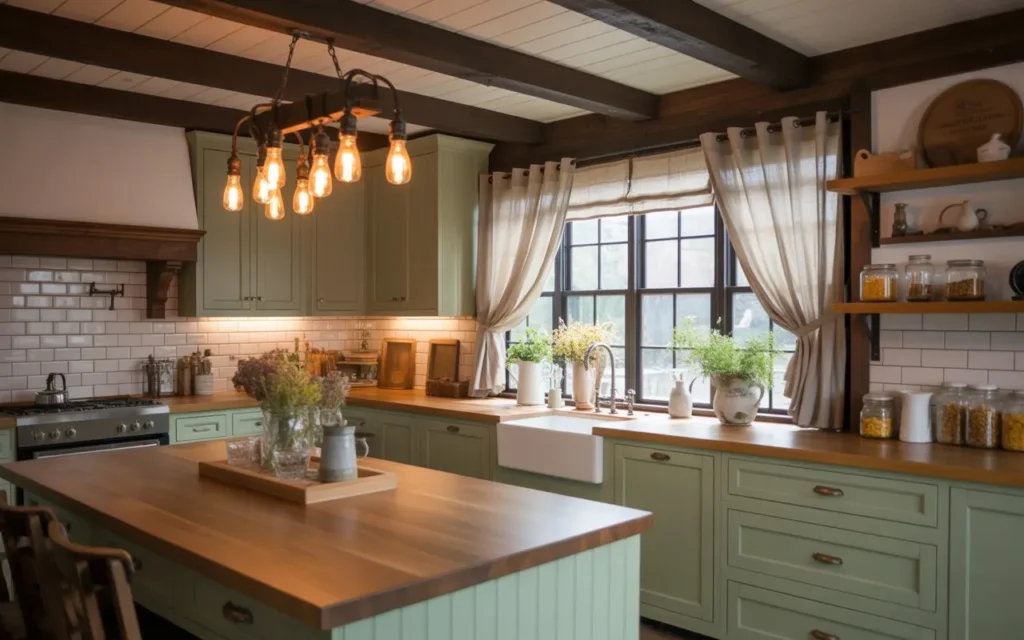 farmhouse sage green kitchen