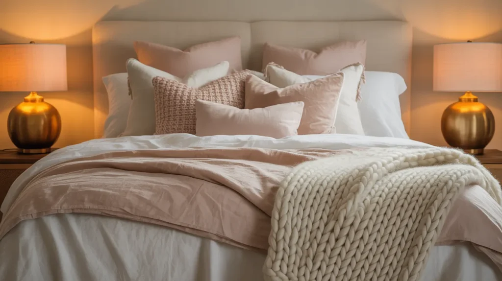 layered bedding couple bedroom