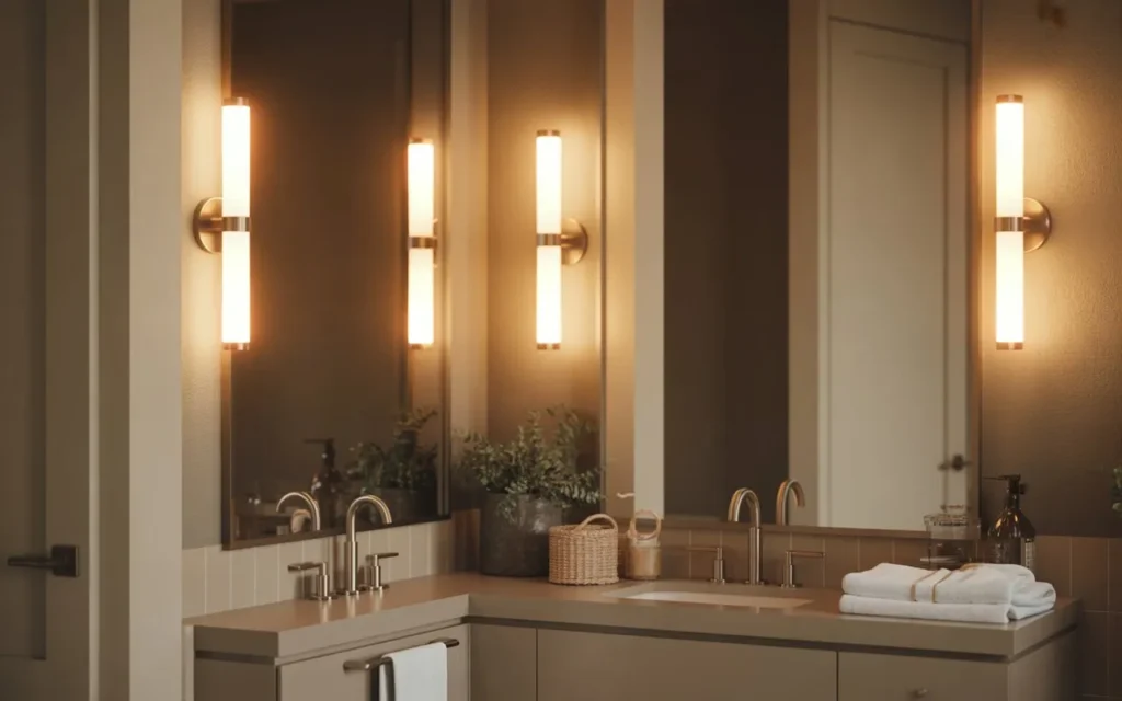 bathroom lighting upgrade warm modern fixtures