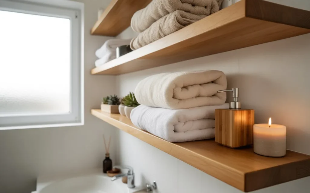 floating shelves bathroom storage idea budget