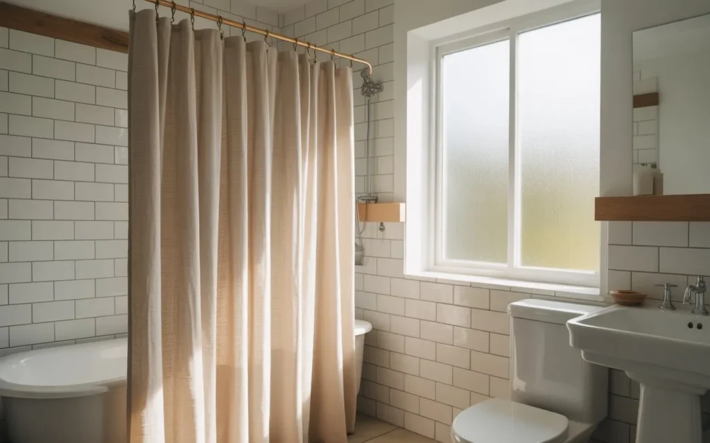 linen shower curtain bathroom decor budget