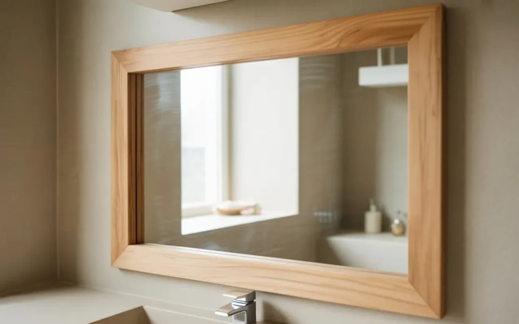 DIY bathroom mirror frame idea