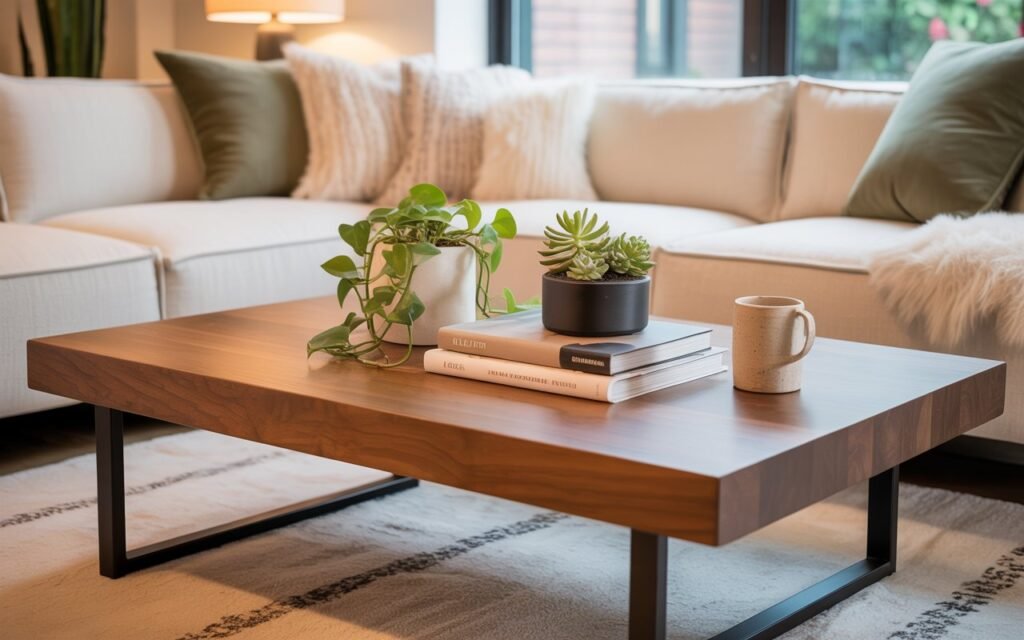 small plant on coffee table in living room