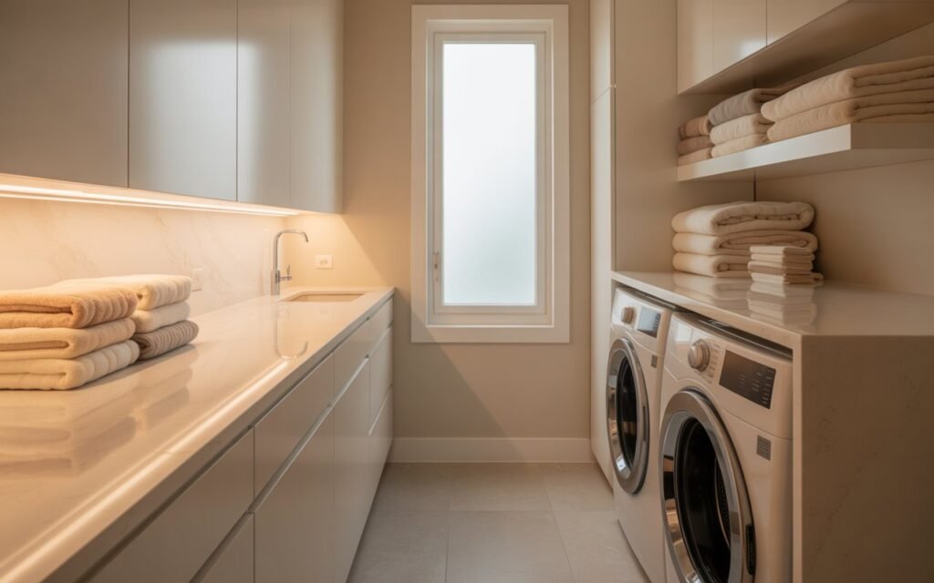 decluttered laundry room