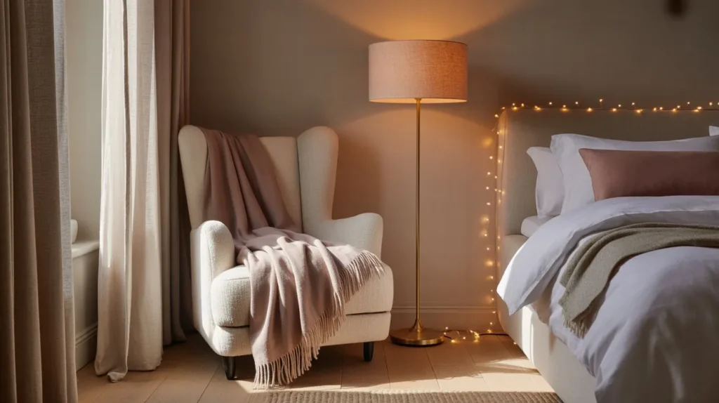 cozy couple bedroom seating area