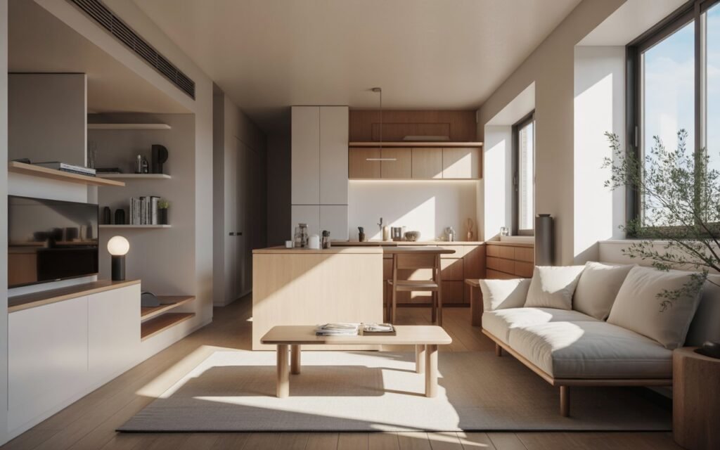 decluttered small apartment minimalist