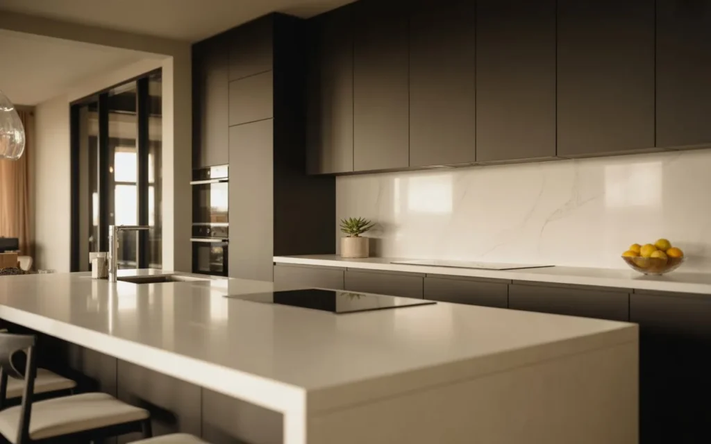matte black cabinets white countertops modern kitchen
