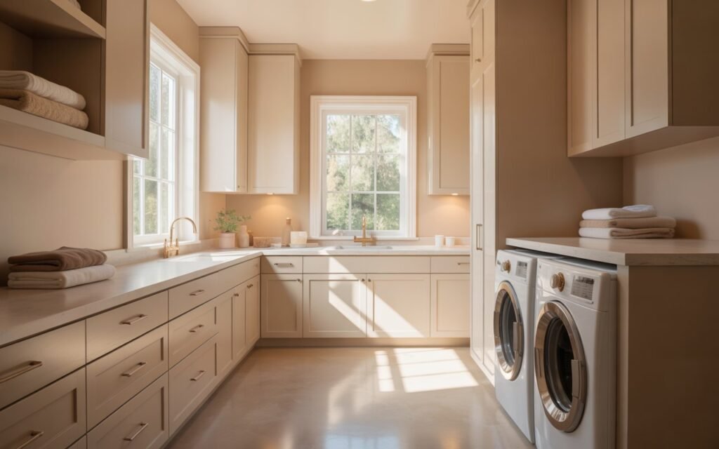 neutral laundry room design
