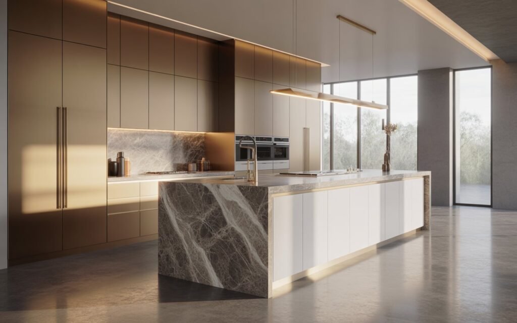 waterfall countertop ikea kitchen