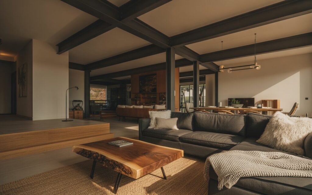 textures open layout living dining