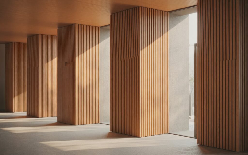 wood slat wall ceiling extension