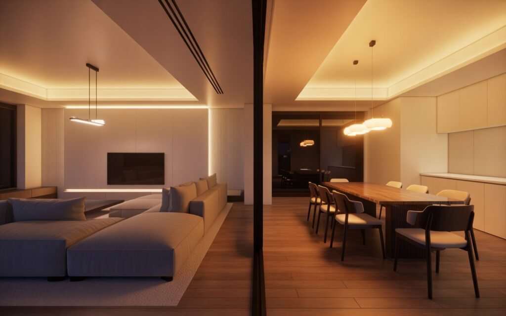 lighting consistency open living dining