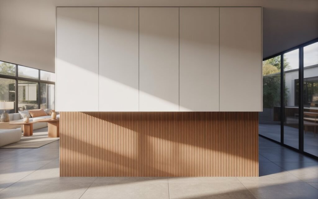 two tone half wall kitchen living room