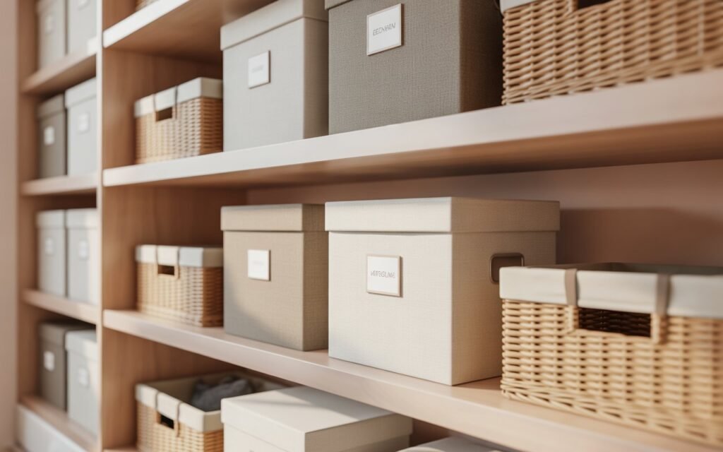 organized bedroom shelf storage decor