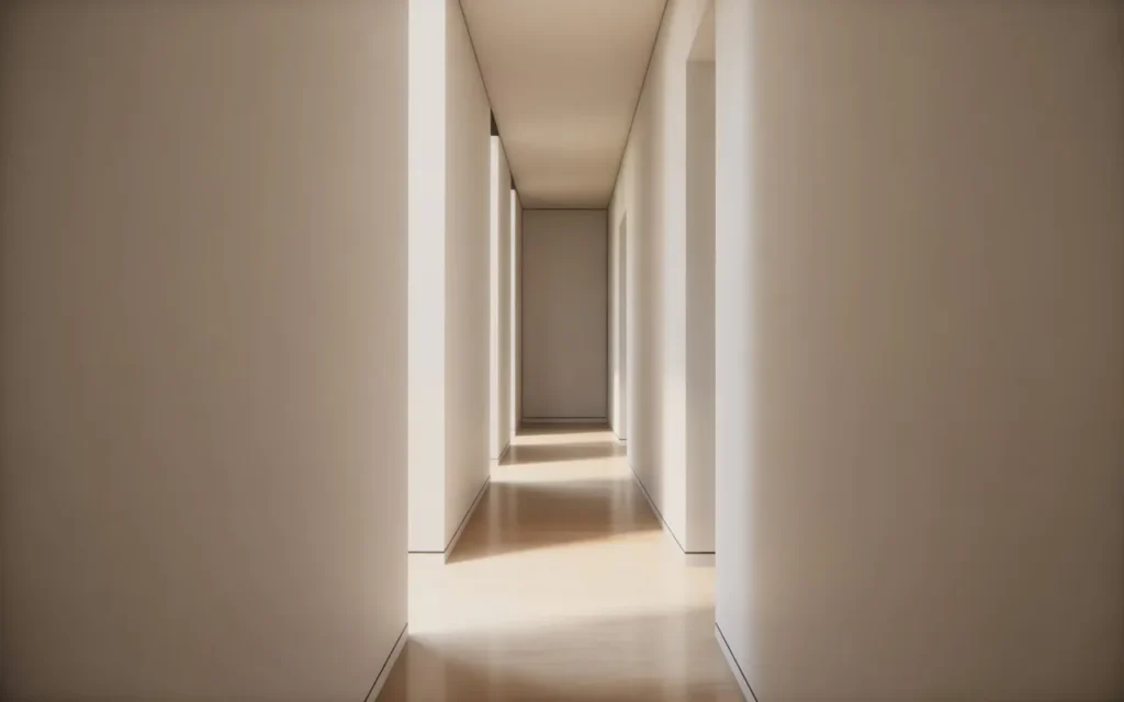 light color narrow hallway design
