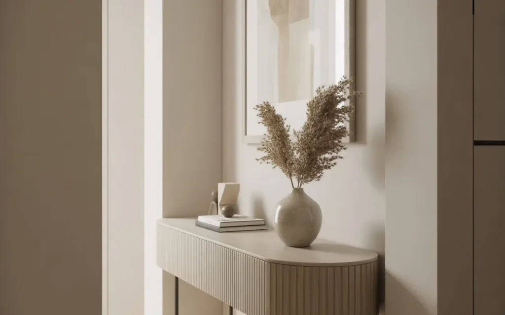 narrow hallway slim console table decor