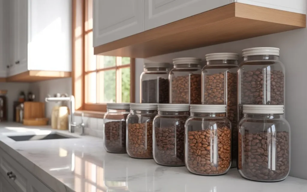 coffee bar glass jar storage setup