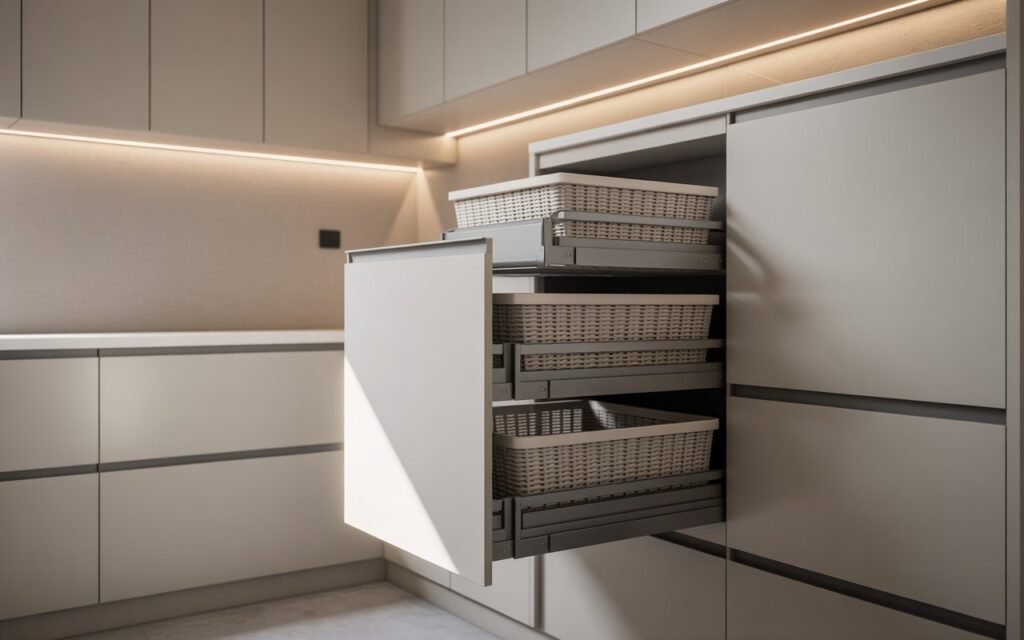 hidden laundry baskets storage