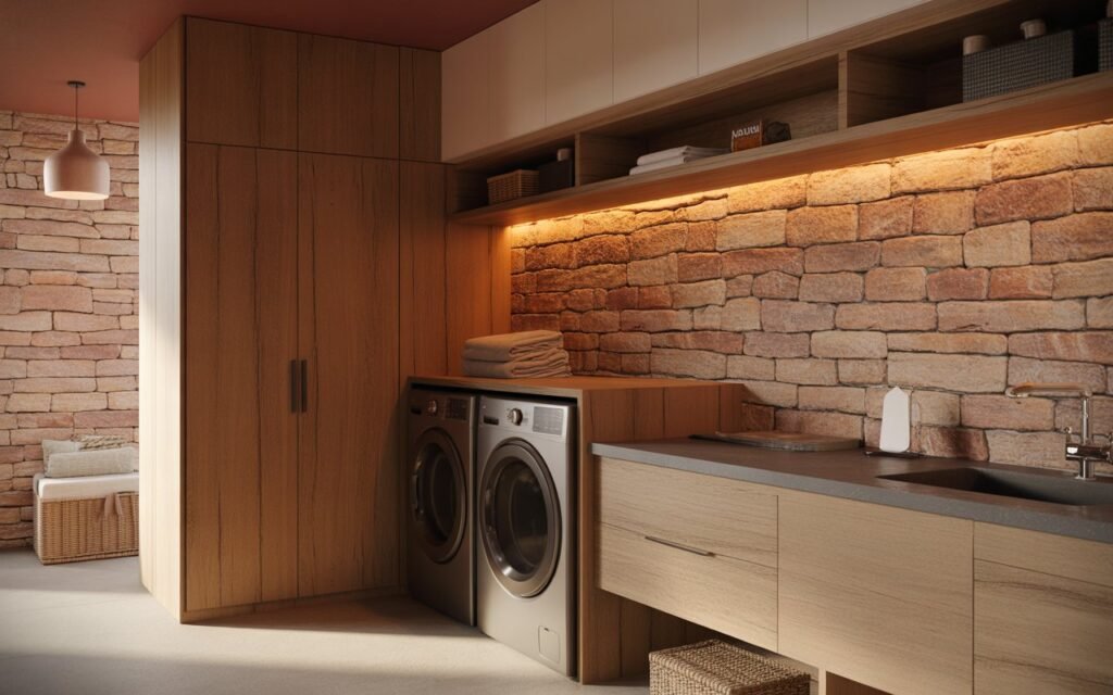 textured laundry room design