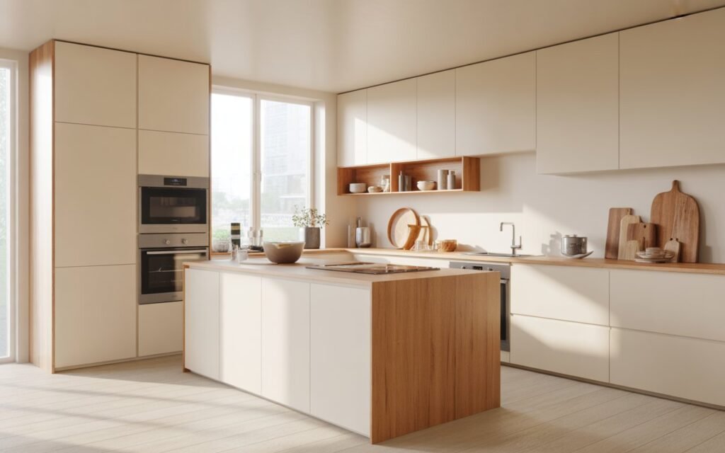 ikea kitchen wood accents