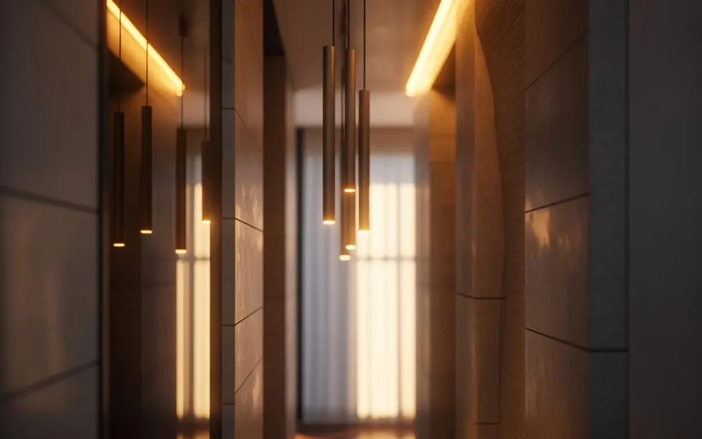 statement lighting narrow hallway design