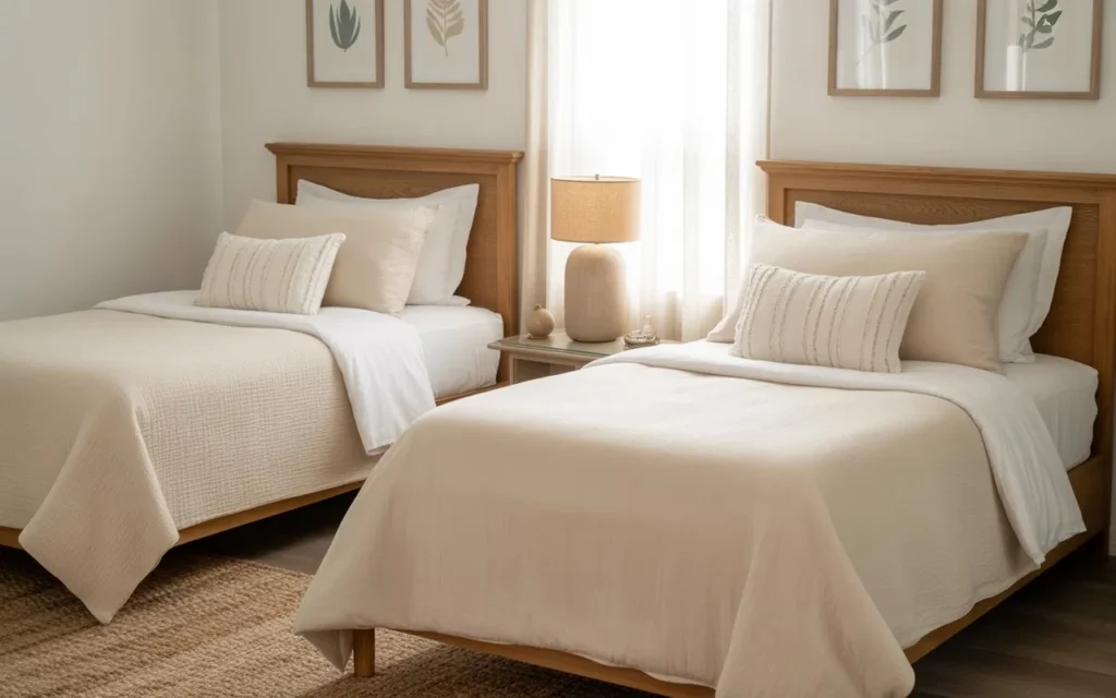 budget friendly guest bedroom with twin beds and simple decor