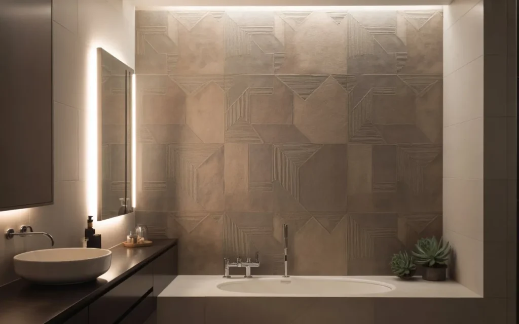 bathroom feature wall budget idea