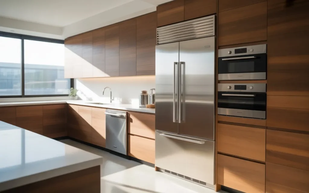 modern kitchen cabinet design with integrated appliances