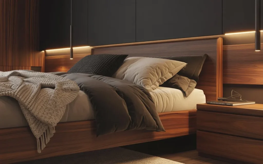 dark room aesthetic with wooden accents