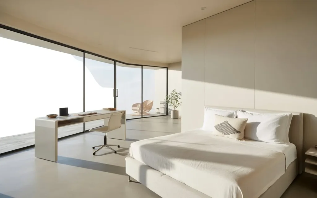 open layout guest room office combo design