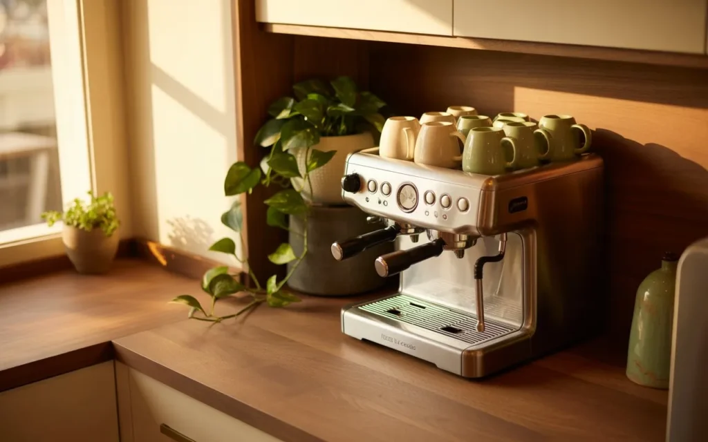 small kitchen coffee bar corner setup cozy aesthetic