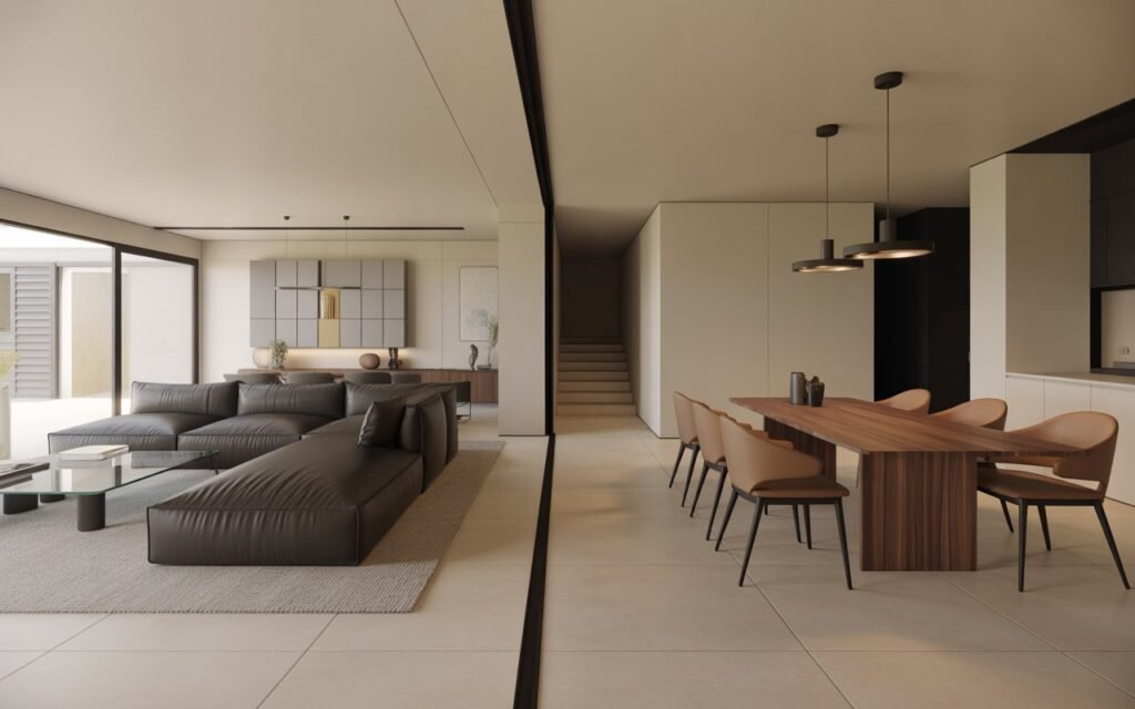 furniture layout open living dining room