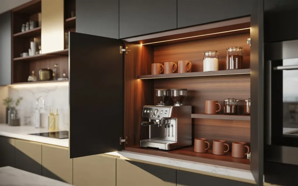 built in coffee bar cabinet modern kitchen