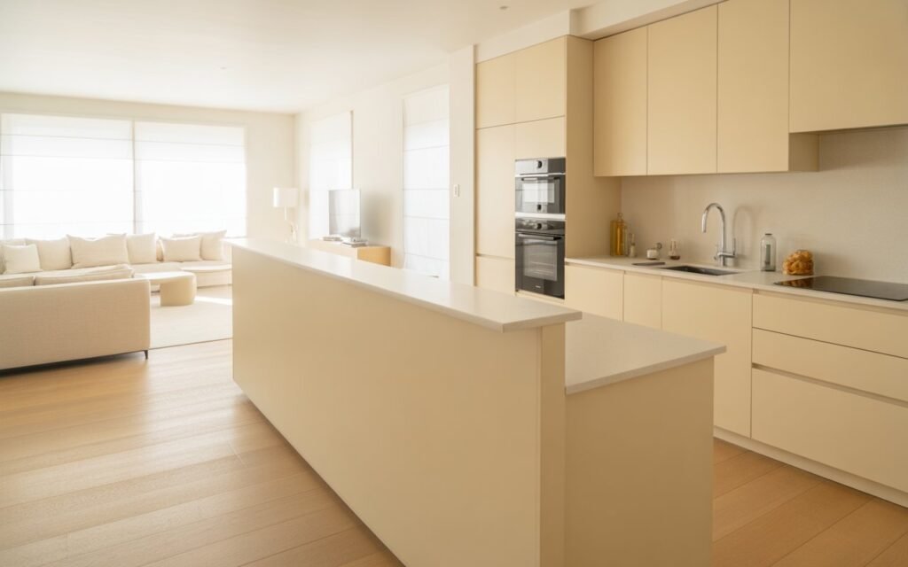 simple half wall kitchen living room divider