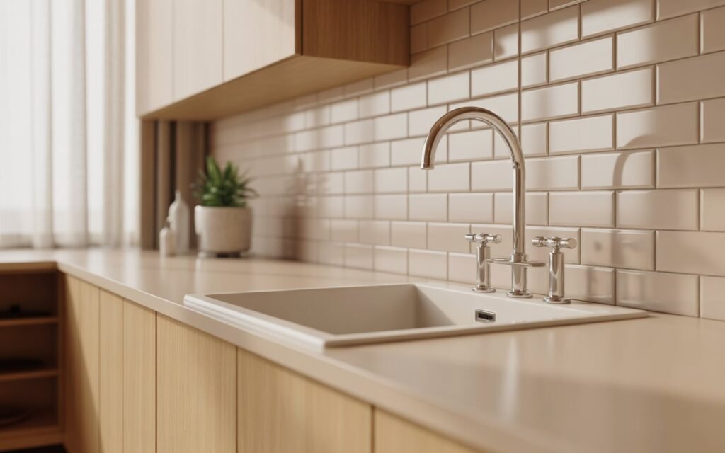 clean and aesthetic kitchen sink setup