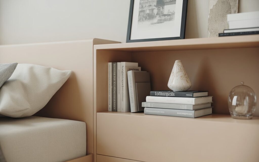 books bedroom shelf decor styling