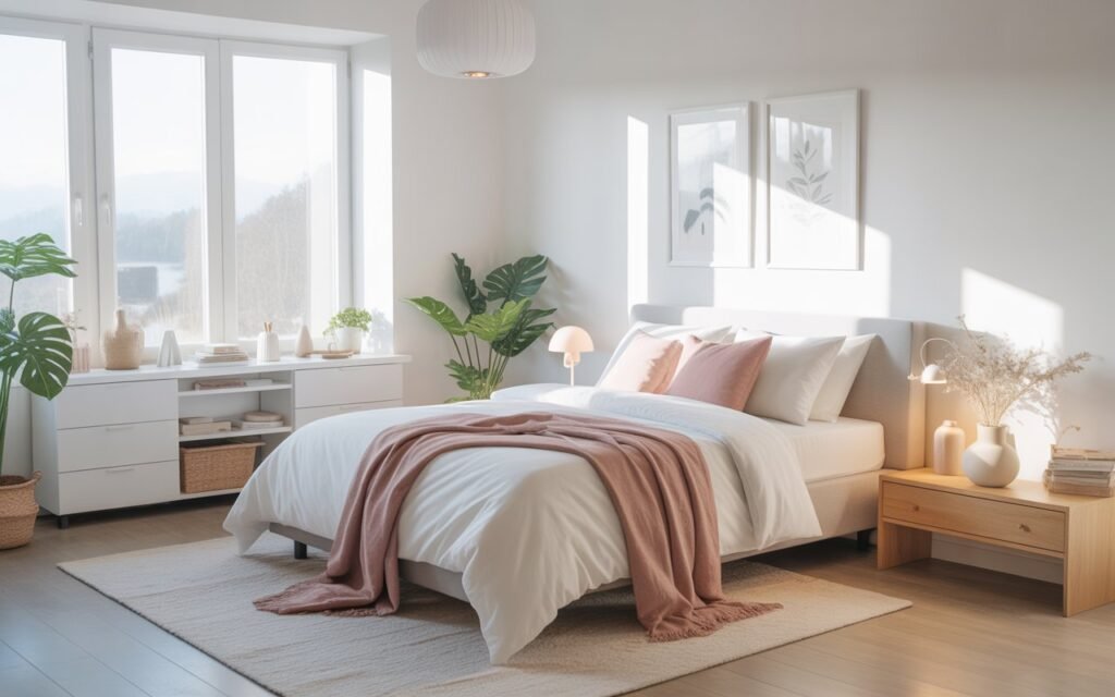 light color small bedroom decor that makes space feel larger