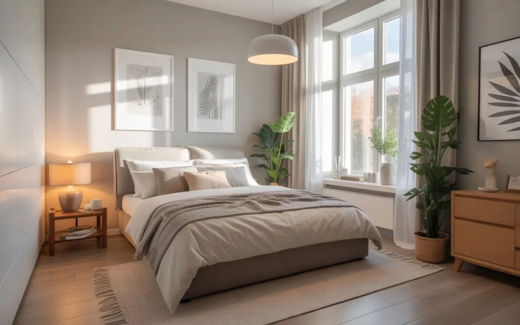 simple layout for a small bedroom maximizing space