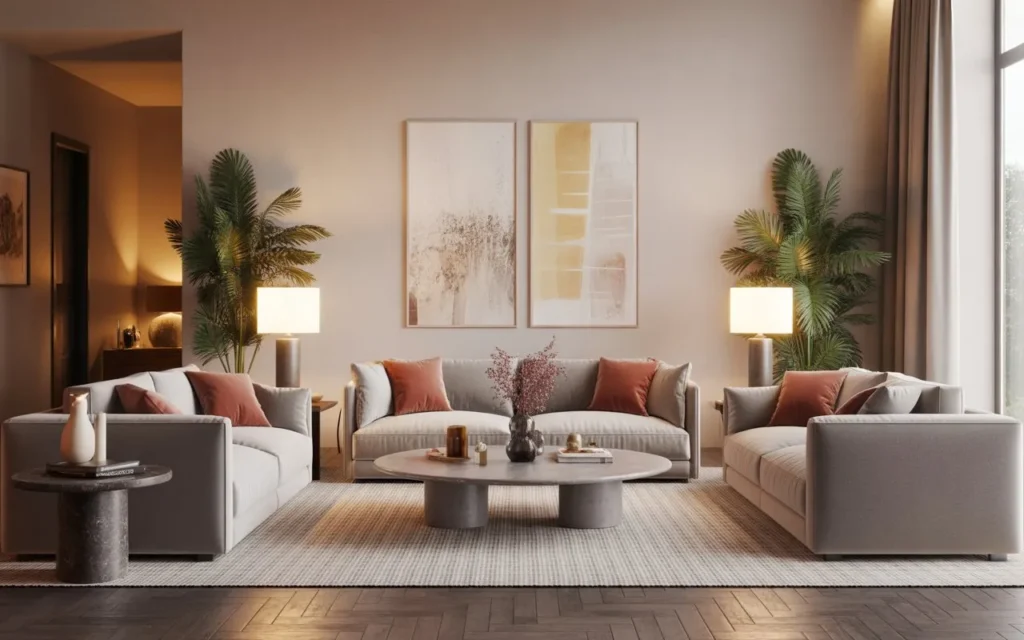 conversation focused living room layout idea