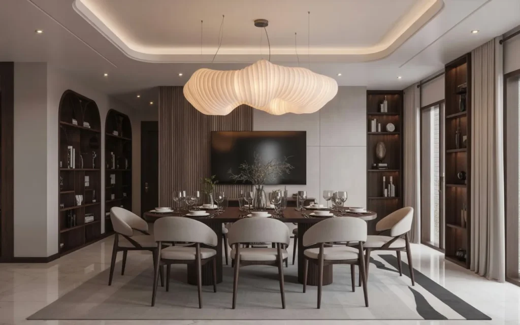 sculptural modern dining room light fixture