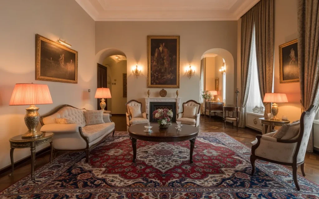 vintage persian carpet living room