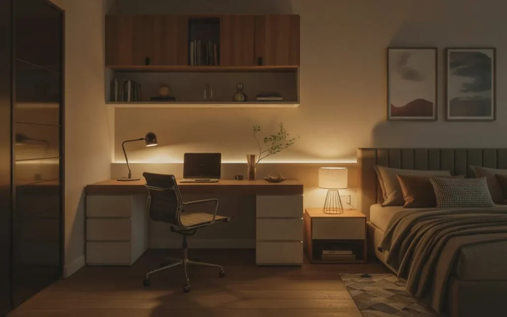 lighting design in guest room office combo