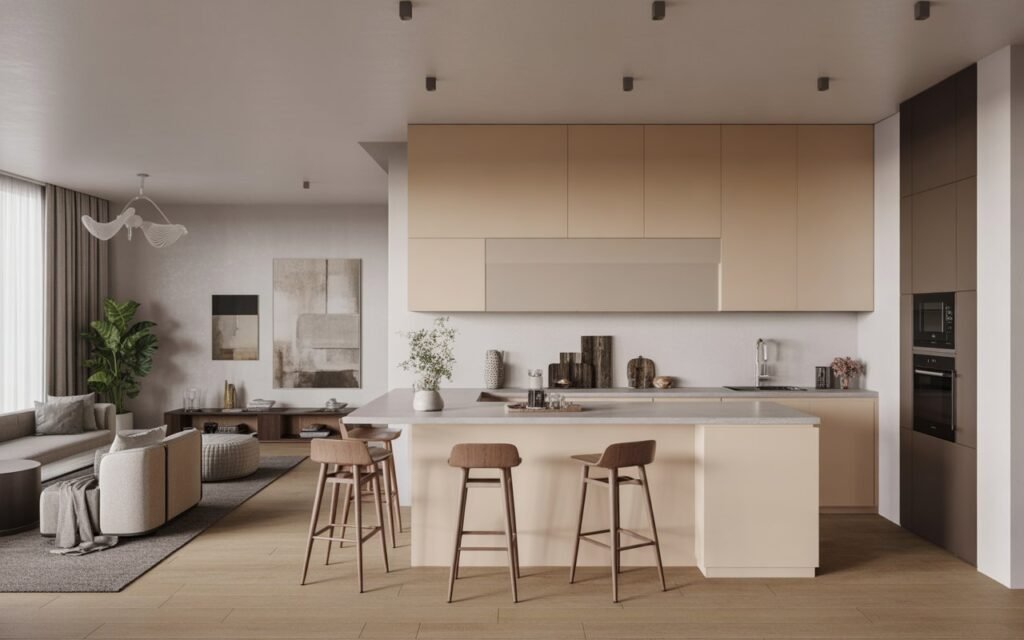 half wall breakfast bar kitchen living room